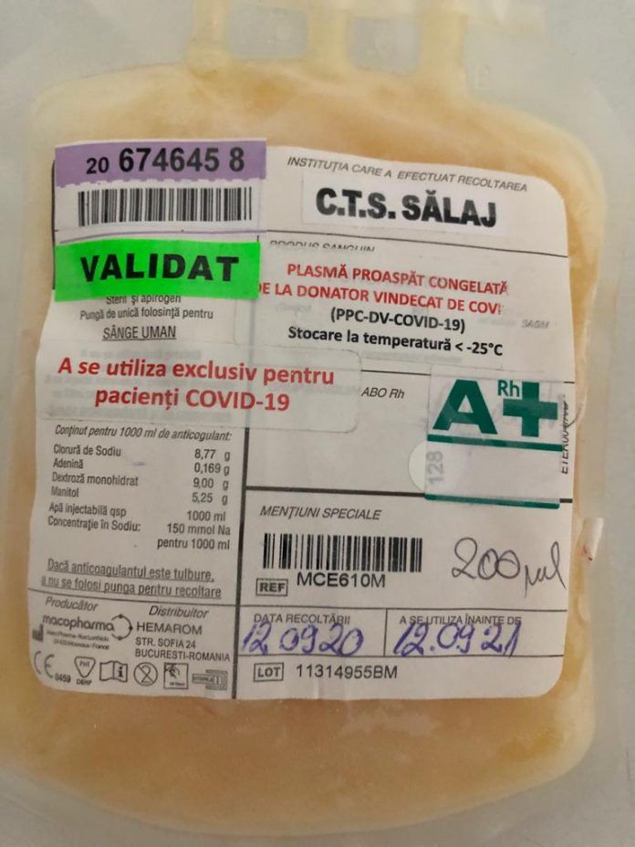 Primele recoltări de plasmă de la pacienţii vindecaţi de COVID-19 din Sălaj